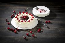 Black Forest Cake on wooden surface — Stock Photo