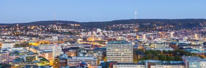 Stuttgart cityscape with TV tower in the evening, blue hour, Germany — Stock Photo