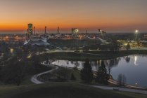 Germany, Munich, Olympic Park and Olympiastadion at sunset — Stock Photo