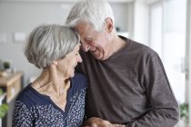 Felice coppia di anziani a casa — Foto stock