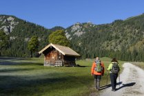 Австрия, Тироль, Карвендель, туристы в долине Рон — стоковое фото