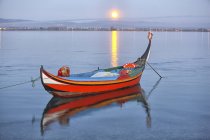 Traditionelles Moliceiro Fischerboot bei Sonnenuntergang — Stockfoto