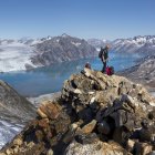 Groenlandia, Kulusuk, Alpinisti nelle Alpi della Schweizerland — Foto stock