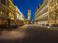Belgium, Ghent, belfry and city hall at dusk — Stock Photo