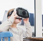Close-up of Little girl using VR glasses — Stock Photo