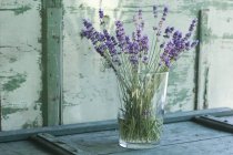 Mazzo di lavanda in vaso di fiori di vetro — Foto stock