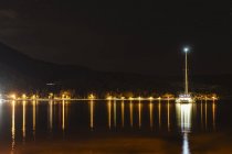 Croatia, Dalmatia, Slano, catamaran at night — Stock Photo