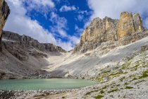 Italien, Dolomiten, Sella-Gebirge, sass del lec und Pisciadu-See — Stockfoto