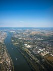 Germany, Mainz, aerial view of cinfluence of River Rhine and Main — Stock Photo