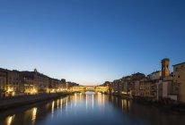 Italia Toscana Firenze Vista Del Fiume Arno E Ponte Vecchio Di