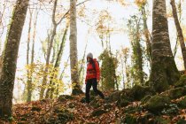 Spagna, Catalogna, Girona, escursionista nel bosco — Foto stock