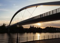 Netherlands, Maastricht, Meuse river and Hoge Brug at sunset — Stock Photo