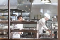 Chefs working in restaurant kitchen — Stock Photo
