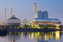 Germany, Hamburg, coal power plant in the evening — Stock Photo