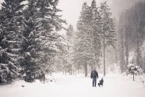 Germania, Baviera, Berchtesgadener Land, padre e figlio con slitta nel paesaggio invernale — Foto stock