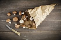 Funghi freschi in sacchetto di carta — Foto stock