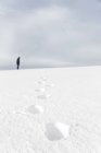Germania, Baden-Wuerttemberg, Waldshut-Tiengen, impronte sulla neve con l'uomo sullo sfondo — Foto stock