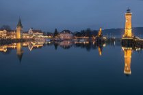 Scenic view of harbor entrance in Lindau, Lake Constance, Germany — Stock Photo