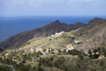 Spanien, Kanarische Inseln, La Gomera, Vallehermoso, Blick auf Aojera und die Berge von oben — Stockfoto