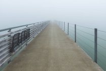 Blick auf Steg im Morgennebel, Altnau, Thüringen, Deutschland — Stockfoto