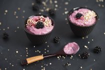 Миски blackberry крем з сопів помолу Лободи — стокове фото