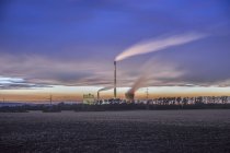 Germany, Lower Saxony, Helmstedt, Buschhaus Power Station in the evening — Stock Photo