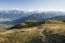 Italy, South Tyrol, Watles Area, View to Ortler Alps and Mals — Stock Photo