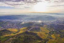 Alemanha, Baden-Wuerttemberg, Estugarda, vista aérea do Vale do Neckar com vinhas — Fotografia de Stock