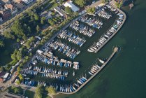 Germany, Baden-Wuerttemberg, Lake Constance, Friedrichshafen, aerial view of marina — Stock Photo