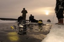 Russia, Centro immersioni circolo polare artico, cerchio polare, palombari al foro — Foto stock