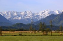 Alemania, Baviera, Alta Bavaraia, Murnau, Murnauer Moos, Montañas Ester durante el día - foto de stock