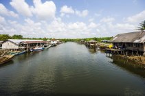 Indonesia, Riau Islands, Bintan Island, Fishing village with fishing boats — Stock Photo