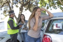 Nuovo conducente che ha un incidente d'auto — Foto stock