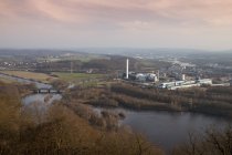 Blockheizkraftwerk in der Dämmerung, Hagen, Ruhrgebiet, Deutschland — Stockfoto