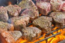 Griller des steaks en os T sur barbecue, fermer — Photo de stock