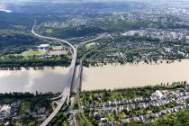 Germany, Rhineland-Palatinate, Koblenz, Bridges above River Rhine, aerial photo — Stock Photo