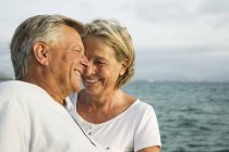 Lächelndes Seniorenpaar am Meer — Stockfoto