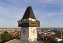 Austria, Styria, Graz, View of clock tower on Schlossberg hill — Stock Photo
