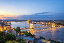 Budapest Chain bridge and Danube river — Stock Photo