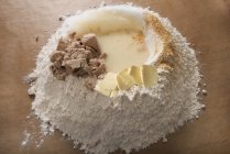 Ingredients of Franzbroetchen on wooden surface — Stock Photo