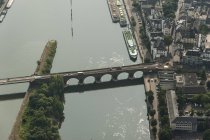 Germany, Rhineland-Palatinate, Koblenz aerial view of Baldwin Bridge above Moselle River — Stock Photo