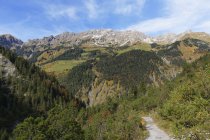 Valle di Matona vicino a Bad Rotenbrunnen, montagna Zitterklapfen, Grande Valle Walser, Vorarlberg, Austria — Foto stock
