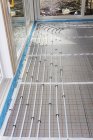 Nahaufnahme von Fußbodenheizungen bei Hausbau — Stockfoto