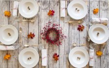 Top view of Autumnal laid table — Stock Photo