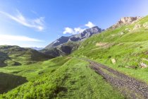 France, Rhone-Alpes, Savoie, West Alps, border area, old military road, gravel road — Stock Photo