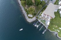 Switzerland, Ticino, Aerial view of Locarno, Lake Maggiore — Stock Photo