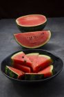Close up of Sliced watermelon on the plate — Stock Photo