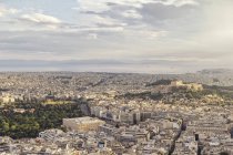 Greece, Attica, Athens, View from Mount Lycabettus over city with Acropolis — Stock Photo