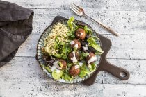 Plate of Falafel, salad, yogurt sauce with mint and Tabbouleh — Stock Photo