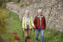 Alemanha, Rheingau, feliz casal sênior caminhando juntos — Fotografia de Stock